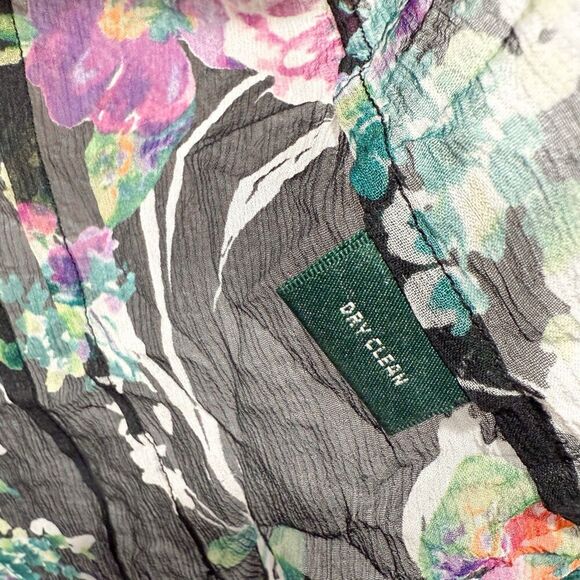 Lauren Ralph Lauren 100% Silk Women Medium Blouse Ruffle Floral Sheer Fairycore - Picture 7 of 8